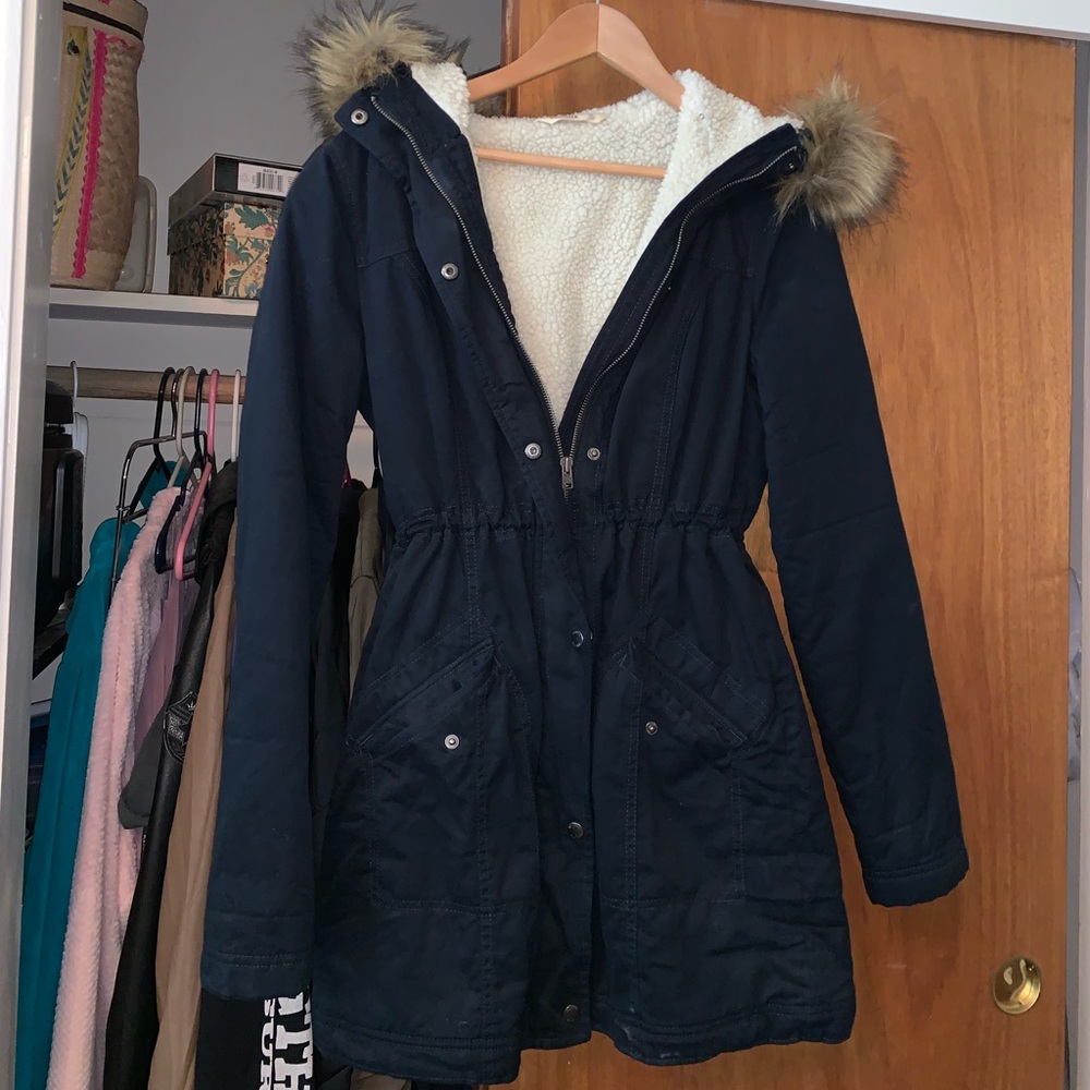 Hollister fur hood coat